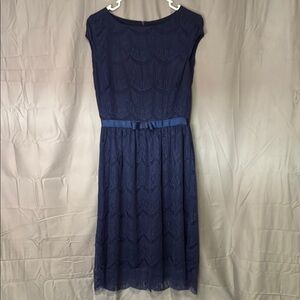 Shabby Apple Elegant Navy Lace Midi Dress